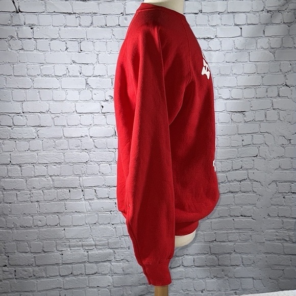 Red Hug Me In Texas 80s Christmas Teddy Bear Vintage Sweatshirt 1987 size XL - Picture 10 of 16